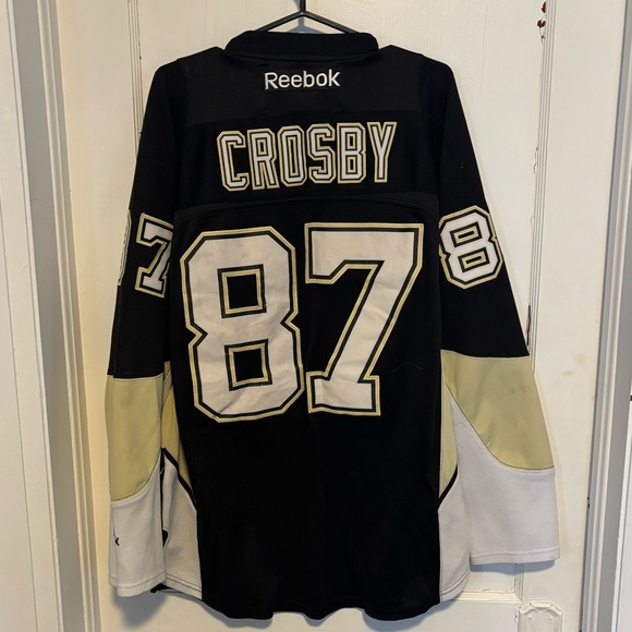 Reebok Sidney Crosby Pittsburgh Penguins NHL Hockey Jersey Size Large LG Black - Picture 2 of 4